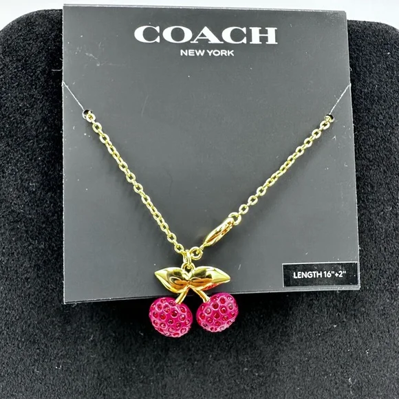 Coach Pavé Cherry Pendant Necklace 🍒 - Picture 1 of 4